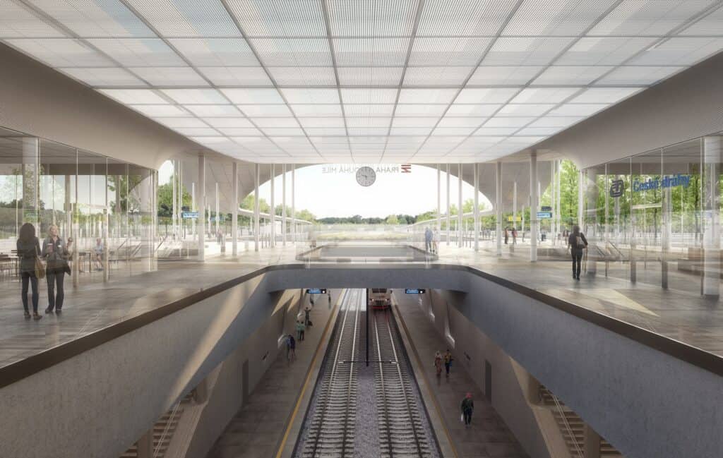 Železnice na letiště Praha – vizualizace nové trati Ruzyně–Letiště