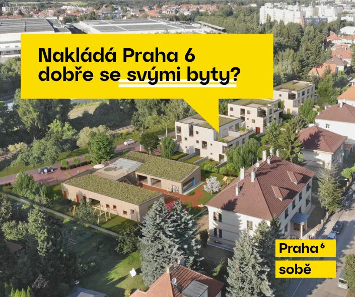 Vizualizace bytových domů s obecními byty v ulici Rakovnická (Praha 6)