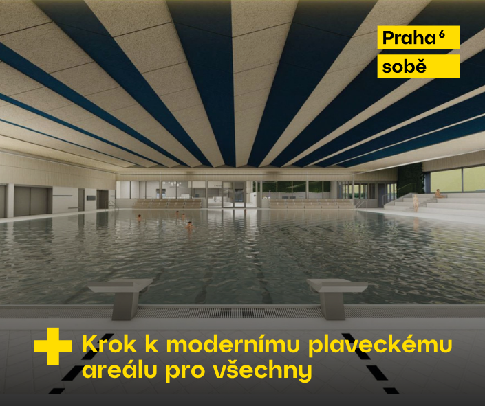 Vizualizace krytého bazénu Petynka Praha 6 plavecký areál s deseti drahami