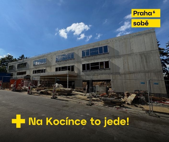 Rozestavěná budova ZŠ Bílá na Kocínce v Praze 6