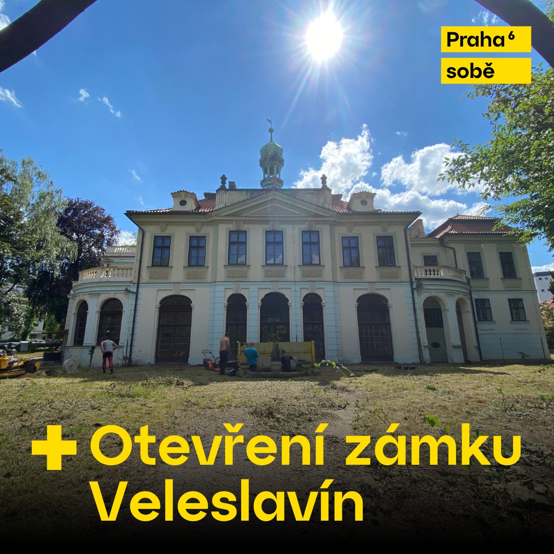 Otevřený areál zámku Veleslavín v Praze 6