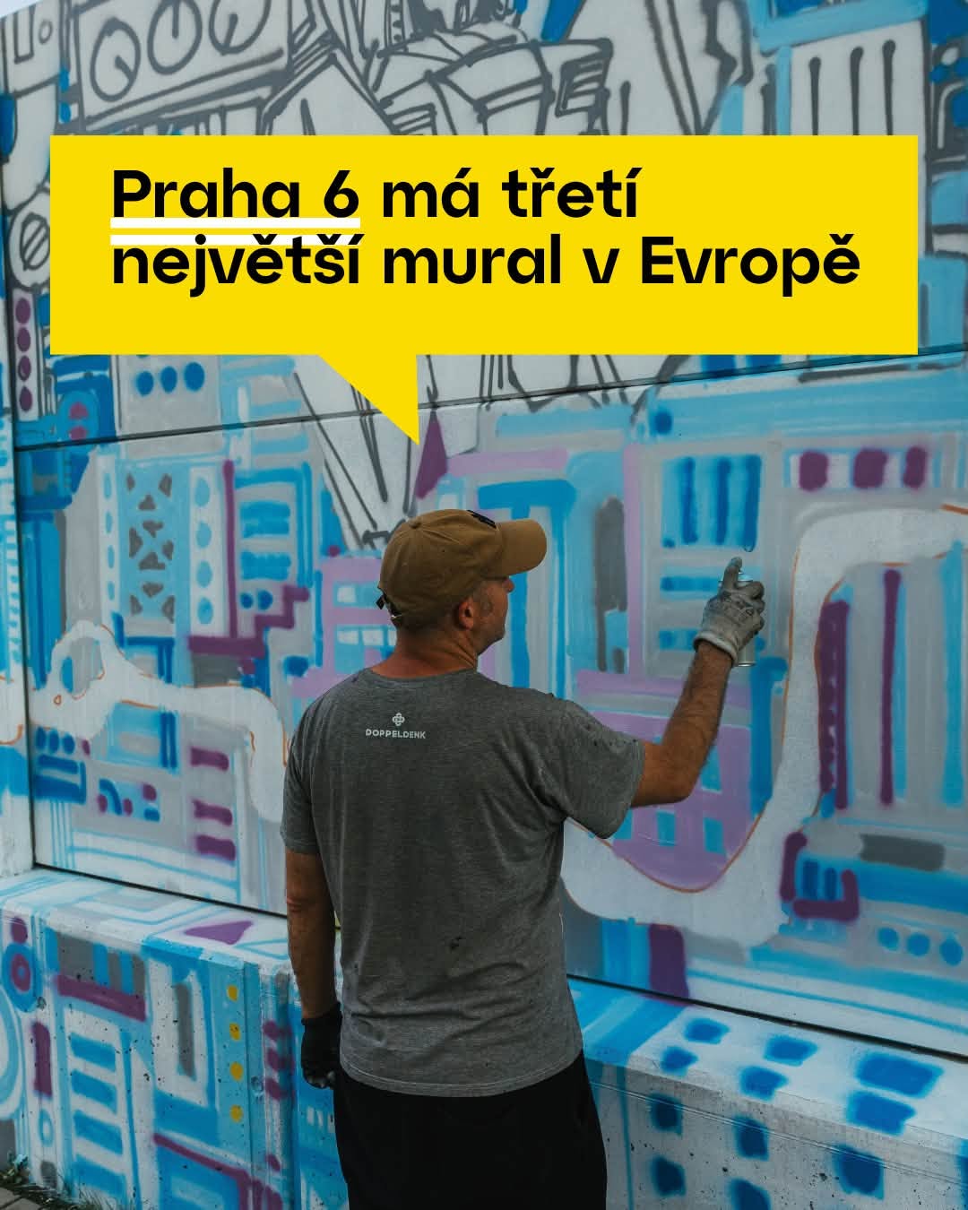 Velkoformátový mural ve Vlastině ulici v Praze 6